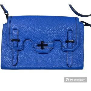 Rebecca Minkoff Womens Leather Blue Crossbody Clutch with Dustbag Detach Strap